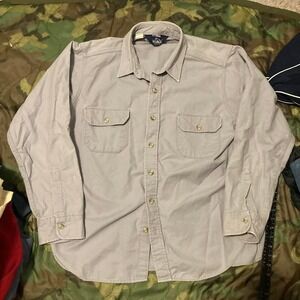Woolrich stone grey work shirt‎ vintage 80s shacket size XL